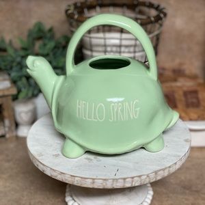 Rae Dunn watering can turtle hello spring
